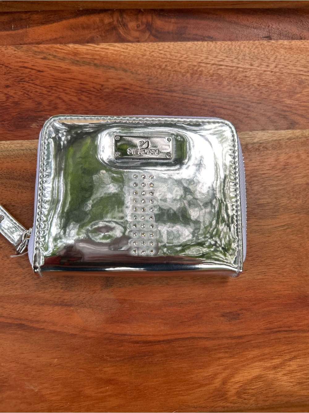 Swarovski Metallic Silver Zip-Around Compact Wallet